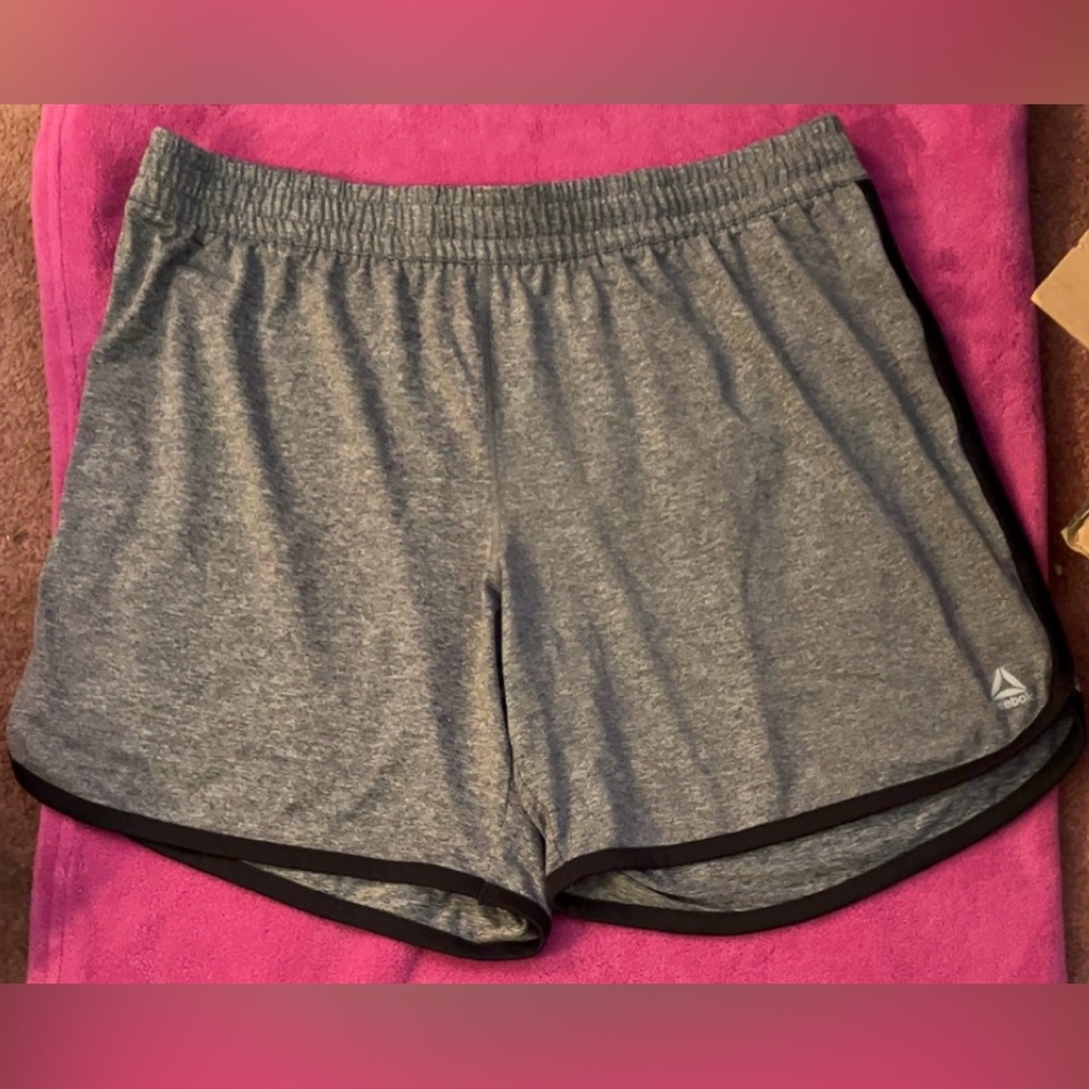 Reebok heather grey with black siding shorts
